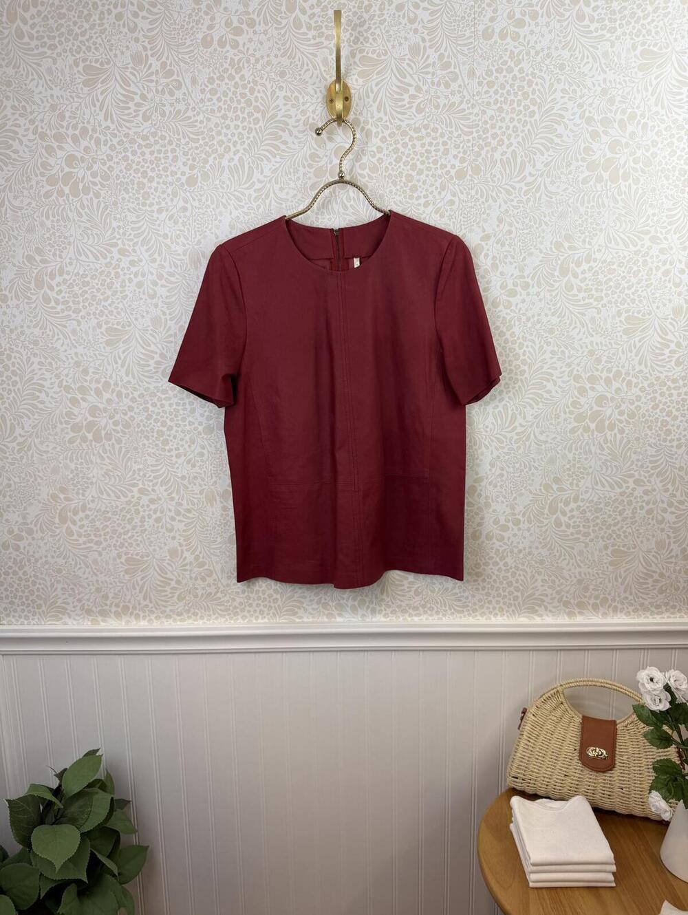 Truth and Pride 100% Leather Red Short Sleeve Top - Size - Small